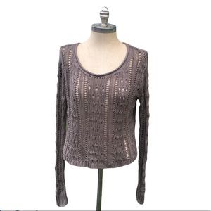 EXPRESS Slouchy Sweater Taupe Open Knit Oversized